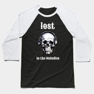 skull with headphones lost in the melodies Baseball T-Shirt